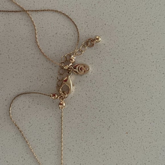 Gold double chain necklace with pink and purple stones. - Picture 5 of 5